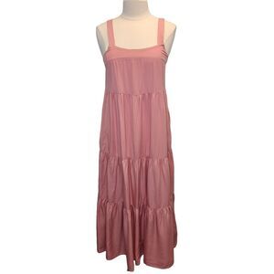 NWT The Drop Women's Dusty Pink Britt Tiered Maxi Tent Dress S